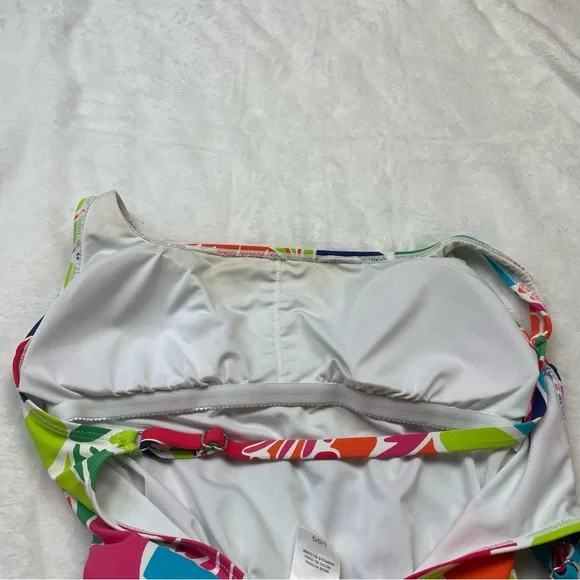 NAUTICA Tropical Open Back Criss Cross Vibrant One Piece Bathing Suit - Picture 15 of 16